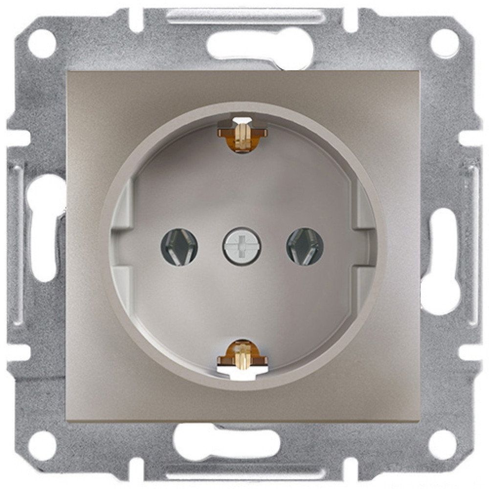 Розетка с заземлением и защитными шторками 16А Schneider Electric Asfora Бронза EPH2900269